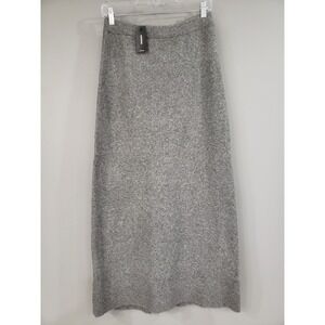 EXPRESS Long Maxi Gray Back Slit Elastic Waistline Wool Blend Skirt Old Money